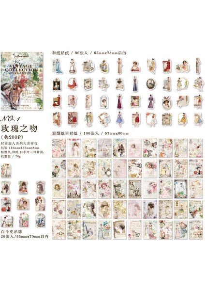 Bir Yoofun 200 Adet/grup Vintage Koleksiyonu Malzeme Paketi Retro Scrapbooking Dekorasyon Kağıtları Kolaj Önemsiz Dergisi Hediye Kartı Dıy (Yurt Dışından)