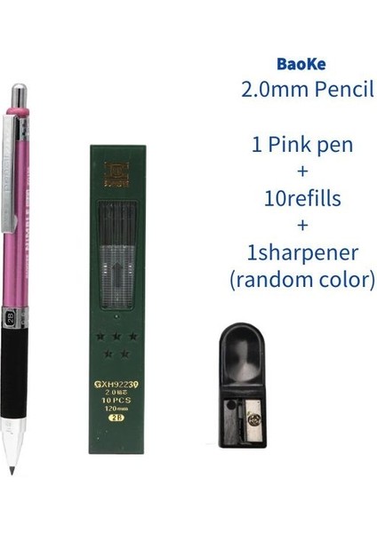 Pembe 2.0 mm Mekanik Kurşun Kalem Seti 2b Otomatik Öğrenci Kalemler Siyah Kalem Okul Kalemleri Malzemeleri Ofis Kawaii Kırtasiye Talepleri (Yurt Dışından)