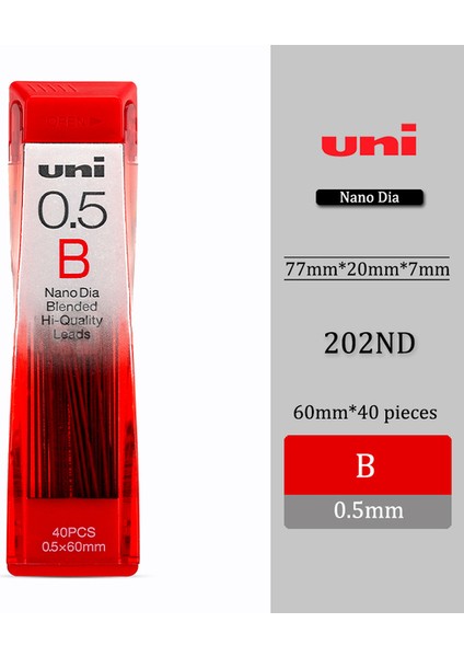 0.5 B 1 Adet Unı 202ND Otomatik Kalem Dolum 0.3/0.5/0.7mm Ilkokul Öğrencileri Yazma Sürekli Kurşun 2b/hb/2h Nano-Grafit (Yurt Dışından)