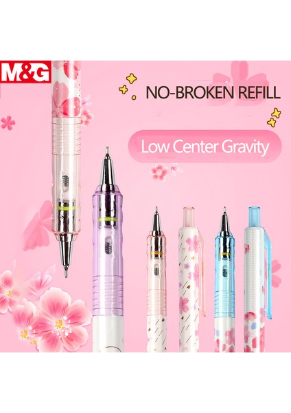 Mg Sakura Çiçekleri Otomatik Kalem 0.5mm/0.7mm Pembe Hiçbir Kırık Dolum Mekanik Kurşun Kalemler Çocuklar Hediyeler Için Öğrenci Malzemeleri (Yurt Dışından)