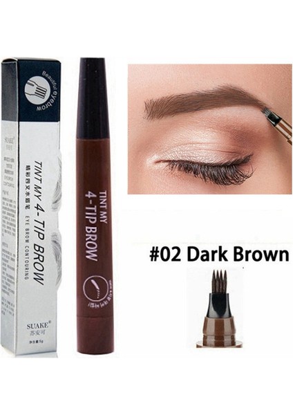 02 Koyu Kahverengi 5 Renk Kaş Kalemi Su Geçirmez 4 Çatal Ucu Kaş Dövme Kalem Brezilya Için Uzun Ömürlü Doğal Koyu Kahverengi Sıvı Göz Kaş Kalemi (Yurt Dışından)