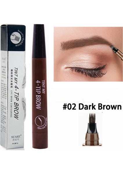 02 Koyu Kahverengi 5 Renk Kaş Kalemi Su Geçirmez 4 Çatal Ucu Kaş Dövme Kalem Brezilya Için Uzun Ömürlü Doğal Koyu Kahverengi Sıvı Göz Kaş Kalemi (Yurt Dışından) fırsatları