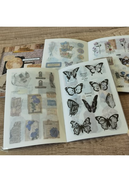 Stil 1 Vintage Washi Kağıt Çıkartma Kitabı Diy Günlüğü Dekorasyon Malzemesi Kağıt Ay Kelebek Ins Etiket Albümü Scrapbooking Kırtasiye (Yurt Dışından)