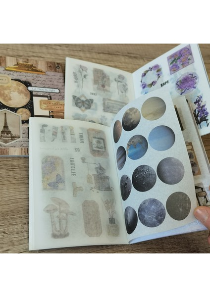 Stil 1 Vintage Washi Kağıt Çıkartma Kitabı Diy Günlüğü Dekorasyon Malzemesi Kağıt Ay Kelebek Ins Etiket Albümü Scrapbooking Kırtasiye (Yurt Dışından)
