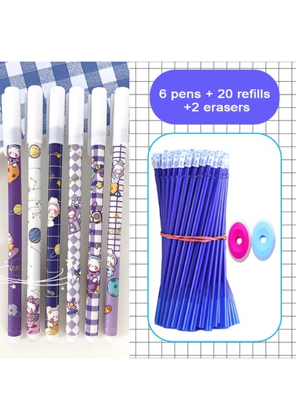 28 Adet Kozmik Ayı 28 Adet/grup Silinebilir Jel Kalemler Mavi Dolum Seti 0.5 mm Nib Kızlar Için Kawaii Tükenmez Yazma Kore Sevimli Okul Malzemeleri Kırtasiye (Yurt Dışından)