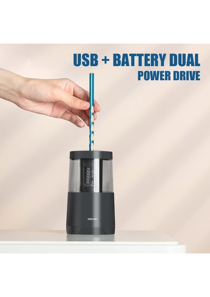 Va5 Blue Deli Çift Güç Elektrikli Kalemtıraş Çok Kalem Güvenlik Koruma Alaşımlı Çelik Rulo Bıçak Kalemtıraş Ofis Malzemeleri (Yurt Dışından) indirimleri
