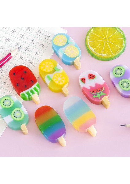 4 Adet Rastgele 4 Adet Kawaii Dondurma Silgi Sevimli Kauçuk Kalem Silgi Okul Silin Temiz Yazma Aracı Kore Kırtasiye Ofis Malzemeleri (Yurt Dışından)