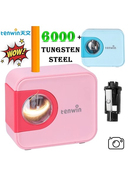 Mavi Tenwin Yeni Yükseltme Elektrikli Kalemtıraş Tungsten Çelik Bıçak Karikatür Kamera Kalemtıraş Öğrenciler Için Okul Kırtasiye (Yurt Dışından) fiyatları