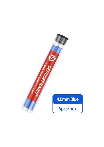 Blue-6pcs Metal Otomatik/mekanik Kömür Kalem 4.0mm Kalın Renkli Renkli Kalem Dolum/kurşun/çekirdek Neon Kurşun 6 Renk Kroki Silinebilir (Yurt Dışından)