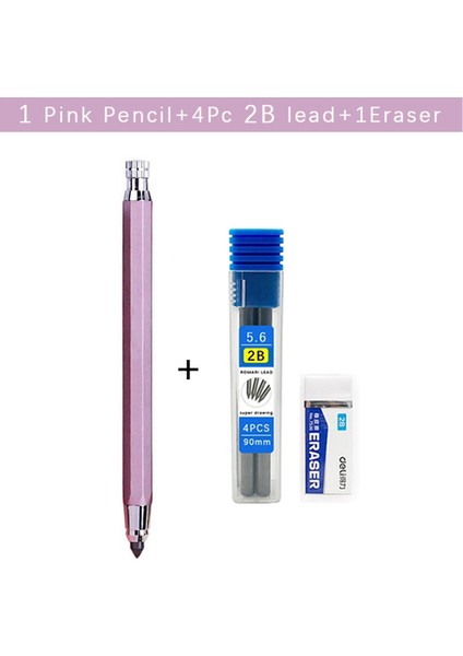 Pembe Kalem Seti - 2b Mekanik Kurşun Kalem 5.6mm 2b/4b/6b/8b Graffiti Çizim Tarama Otomatik Kalemler Profesyonel Boyama Yazma Malzemeleri Için Set (Yurt Dışından)