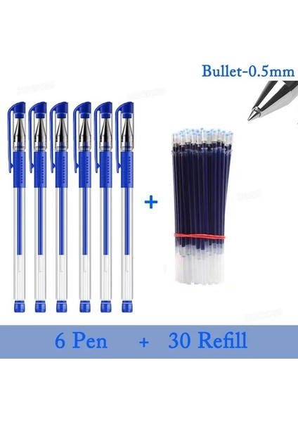 Mavi Set A-36PCS Jel Kalem Dolum Seti Okul Malzemeleri Siyah Mavi Kırmızı Mürekkep Rengi 0.5mm Geri Çekilebilir Tükenmez Kalemler Iş Öğrenci Okul Ofis (Yurt Dışından)