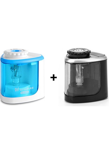 8005-2PCS-MAVI-SIYAH Tenwin 8005 Öğrenciler Elektrikli/manuel 2 In 1 Kalemtıraş Taşınabilir Otomatik Kalemtıraş Ofis Okul Malzemeleri (Yurt Dışından)