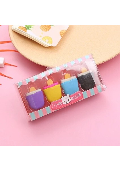 Xp4 4 Adet Nefis Tatlı Silgi Seti Mini Lolipop Dondurma Popsicle Donuts Çocuklar Için Kauçuk Kalem Silgisi Okul Öğrenci Ödülü Silgi (Yurt Dışından)