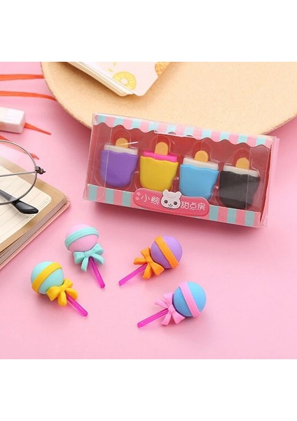 Xp4 4 Adet Nefis Tatlı Silgi Seti Mini Lolipop Dondurma Popsicle Donuts Çocuklar Için Kauçuk Kalem Silgisi Okul Öğrenci Ödülü Silgi (Yurt Dışından) fırsatları