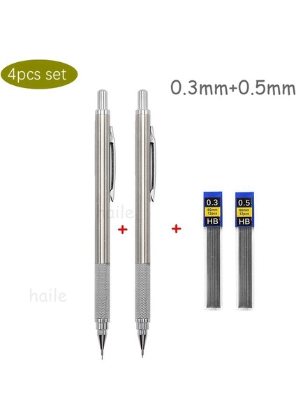 0.3mm 0.5mm 4 Adet Set Haile Tam Metal Mekanik Kalem Seti 0.5 0.7 0.9 1.3 2.0mm Sanat Çizim Boyama Otomatik Kalem Okul Ofis Malzemeleri Talepleri (Yurt Dışından)
