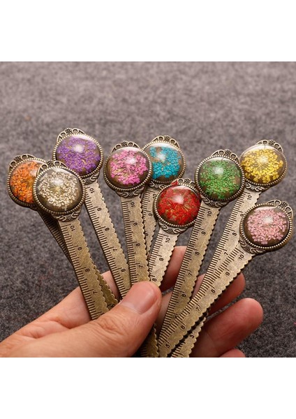Kırmızı 1 Adet Yaratıcı Retro Bronz Yuvarlak Imi 10 cm Cetvel Vintage Metal Renkli Çiçek Cam Taşlar Kitap Sayfası Işaretleyici Olarak (Yurt Dışından) fiyatları