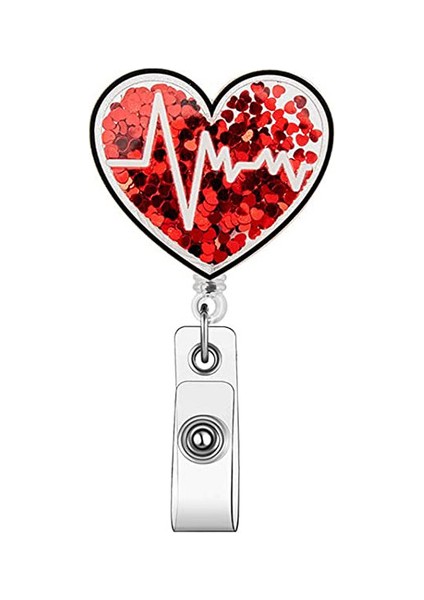 Stil 4 2023 Yeni Tasarım 1 Parça Glitter Akrilik Geri Çekilebilir Hemşire Rozeti Makara Anime Stetoskop Hap Aşk Kalp Kımlık Kartı Tutucu Kordon (Yurt Dışından)