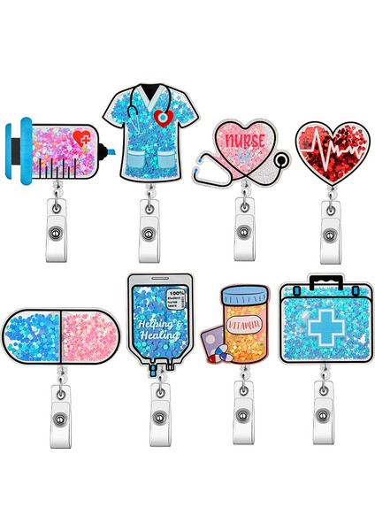 Stil 4 2023 Yeni Tasarım 1 Parça Glitter Akrilik Geri Çekilebilir Hemşire Rozeti Makara Anime Stetoskop Hap Aşk Kalp Kımlık Kartı Tutucu Kordon (Yurt Dışından) fiyatları