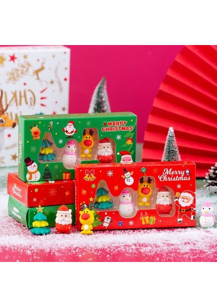 1 Kutu Rastgele Renk 4 Adet Silgi Çocuk Kutu Seti Boyama Merry Christmas Noel Baba Kurşun Kalem Silgisi Okul Öğrenci Ofis Kırtasiye Yazma Hediye (Yurt Dışından)