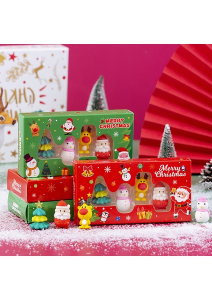 1 Kutu Rastgele Renk 4 Adet Silgi Çocuk Kutu Seti Boyama Merry Christmas Noel Baba Kurşun Kalem Silgisi Okul Öğrenci Ofis Kırtasiye Yazma Hediye (Yurt Dışından)