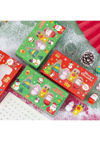 1 Kutu Rastgele Renk 4 Adet Silgi Çocuk Kutu Seti Boyama Merry Christmas Noel Baba Kurşun Kalem Silgisi Okul Öğrenci Ofis Kırtasiye Yazma Hediye (Yurt Dışından)