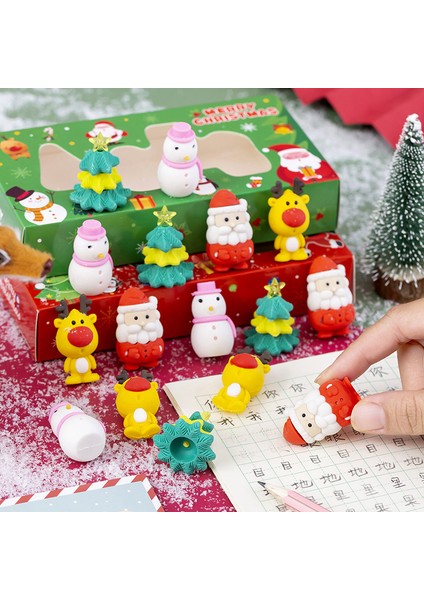 1 Kutu Rastgele Renk 4 Adet Silgi Çocuk Kutu Seti Boyama Merry Christmas Noel Baba Kurşun Kalem Silgisi Okul Öğrenci Ofis Kırtasiye Yazma Hediye (Yurt Dışından)