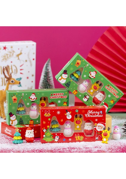 1 Kutu Rastgele Renk 4 Adet Silgi Çocuk Kutu Seti Boyama Merry Christmas Noel Baba Kurşun Kalem Silgisi Okul Öğrenci Ofis Kırtasiye Yazma Hediye (Yurt Dışından)