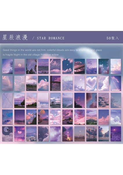 R Yoofun 50 Yaprak Doğal Manzarasanat Resimleri Kırtasiye Çıkartmalar Kitap Estetik Manzara Sevimli Bullet Günlük Tutma Dekor Etiket (Yurt Dışından)