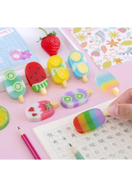 OSS26205R 4 Adet/takım Yenilik Yaz Dondurma Kauçuk Silgi Kawaii Silgi Okul Malzemeleri Kırtasiye Çocuklar Öğrenciler Hediye (Yurt Dışından)