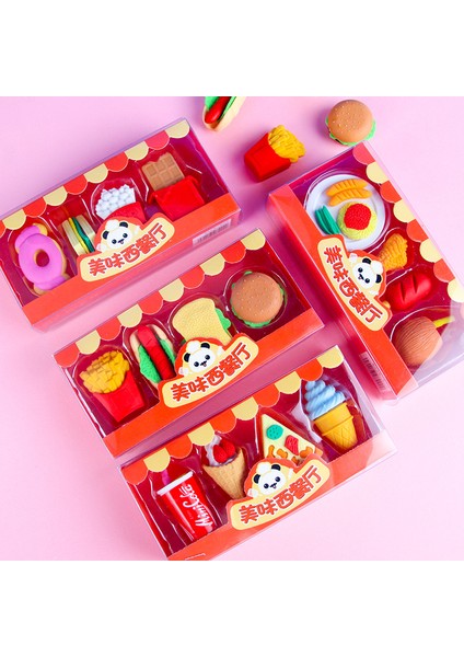 2 Rastgele 1 Kutu Simülasyon Lezzetli Batı Yemeği Mini Silgi Sevimli Patates Kızartması Hamburger Pizza Silgi Öğrencilerin Kırtasiye (Yurt Dışından) fiyatları