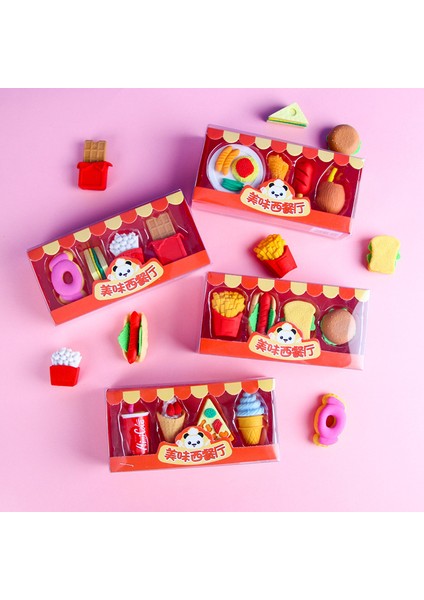 2 Rastgele 1 Kutu Simülasyon Lezzetli Batı Yemeği Mini Silgi Sevimli Patates Kızartması Hamburger Pizza Silgi Öğrencilerin Kırtasiye (Yurt Dışından) fırsatları