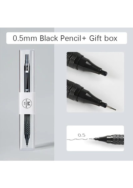 Kutu ile 0.3 Gümüş 0.3 0.5 0.7 2.0mm Sanat Çizim Otomatik Kalemler Düşük Ağırlık Merkezi Hediye Kutusu Seti ile Geri Çekilebilir Uç Metal Mekanik Kurşun Kalem (Yurt Dışından) modelleri