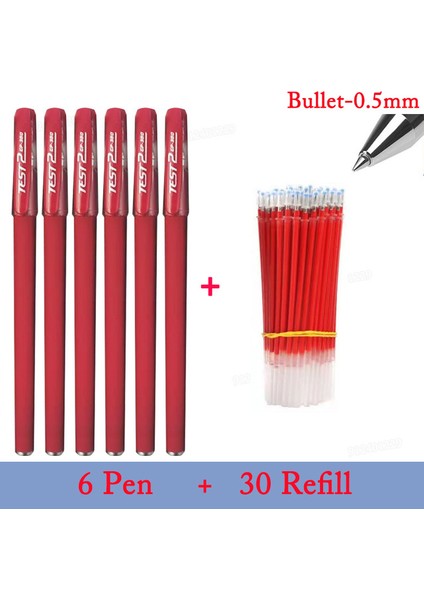 Kırmızı Set B-36PCS Jel Kalem Dolum Seti Okul Malzemeleri Siyah Mavi Kırmızı Mürekkep Rengi 0.5mm Geri Çekilebilir Tükenmez Kalemler Iş Öğrenci Okul Ofis (Yurt Dışından)