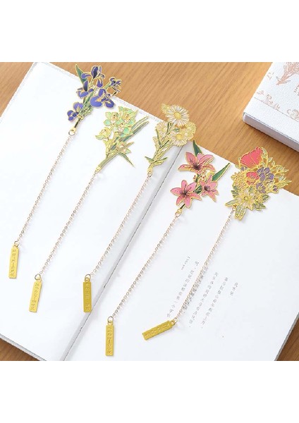 D Yaratıcı Çin Tarzı Çiçekler Pirinç Imi Püskül Kolye ile Retro Kitap Klipleri Öğrenci Güzel Hatıra Okul Ofis Malzemeleri (Yurt Dışından) modelleri