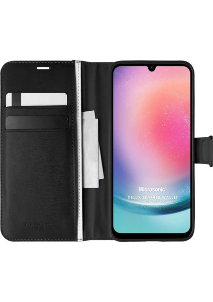 Samsung Galaxy A24 Kılıf Delux Leather Wallet Siyah