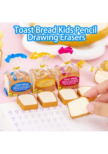 Rastgele Renk 4 Adet/takım Kalem Silgi Sevimli Karikatür Traceless Temiz Silin Mini Silgi Komik Tost Ekmeği Çocuklar Öğrenciler Silgi Okul Malzemeleri (Yurt Dışından)