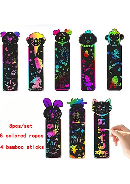 8 Adet 10 Adet/12 Adet/takım Hayvan Tırmalama Imleri Yaratıcı Dıy Renkli Tırma Kağıdı Çocuk Öğrenci Sanat Okuma Malzemeleri (Yurt Dışından)