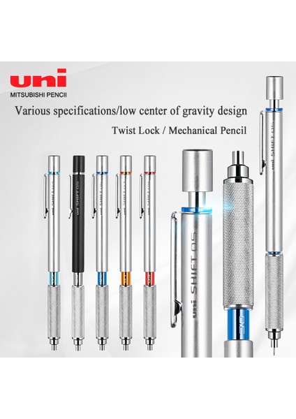 0.5mm Mavi Uni Mekanik Kurşun Kalem M3/M5/M7/M9-1010 Geri Çekilebilir Uç 0.3/0.5/0.7/0.9mm Düşük Merkezi Yerçekimi Metal Kavrama Çizim Kroki Sabit (Yurt Dışından) fiyatları