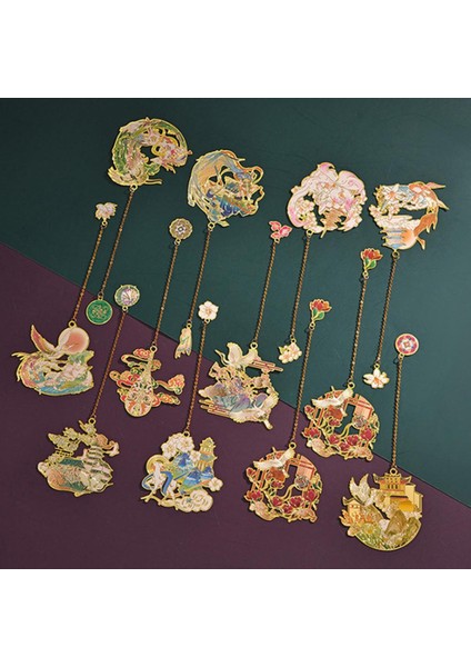 E Kitap Klipsi Püskül Vintage Geometrik Kolye Kitap Işaretleyici Oymak Okuma Asistanı Çin Tarzı Pirinç Imi Okul Malzemeleri (Yurt Dışından) modelleri