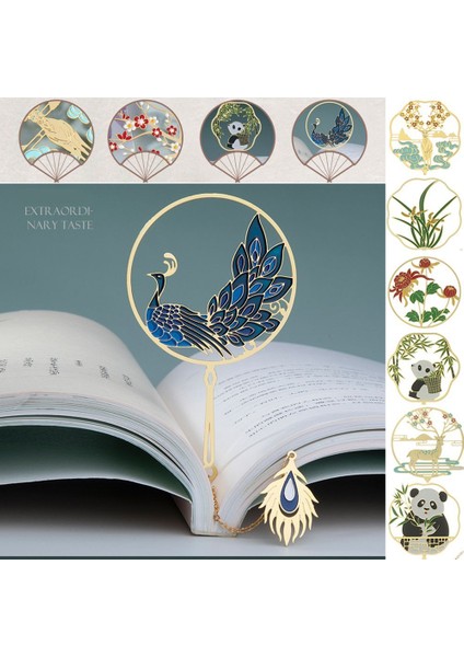 B1 Metal Içi Boş Imi Tavuskuşu Boya Pirinç Imi Kitap Klibi Püskül Sayfalandırma Işareti Çin Tarzı Okul Ofis Malzemeleri Hediye (Yurt Dışından) modelleri