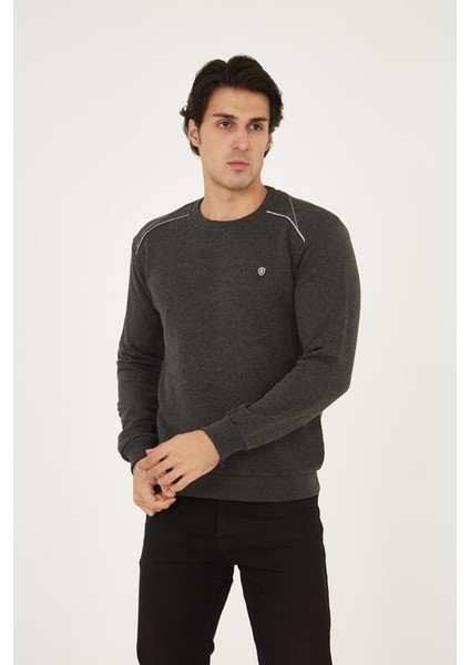 Bisiklet Yaka Omuz Detaylı Basic Sweatshirt