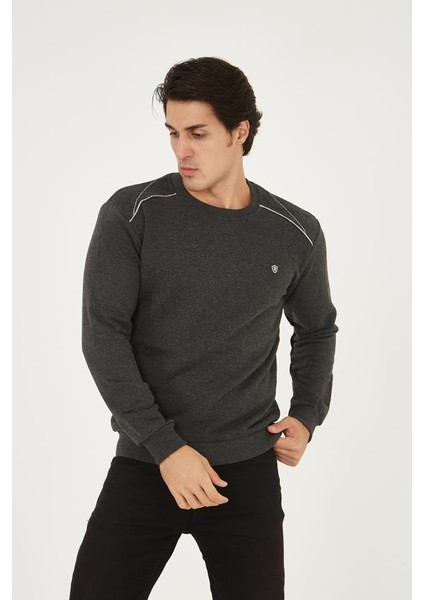 Bisiklet Yaka Omuz Detaylı Basic Sweatshirt