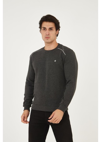 Bisiklet Yaka Omuz Detaylı Basic Sweatshirt