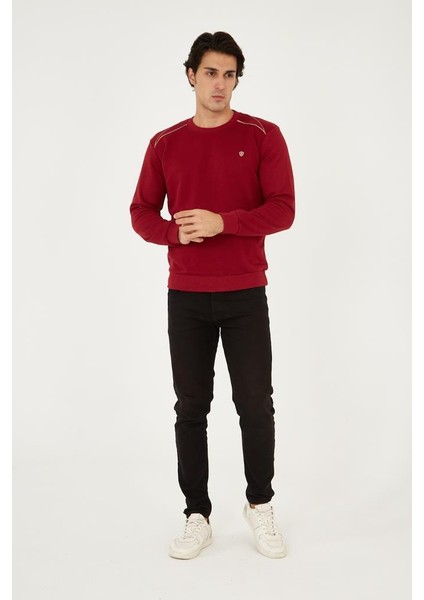 Bisiklet Yaka Omuz Detaylı Basic Sweatshirt