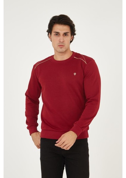 Bisiklet Yaka Omuz Detaylı Basic Sweatshirt