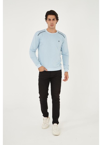 Bisiklet Yaka Omuz Detaylı Basic Sweatshirt