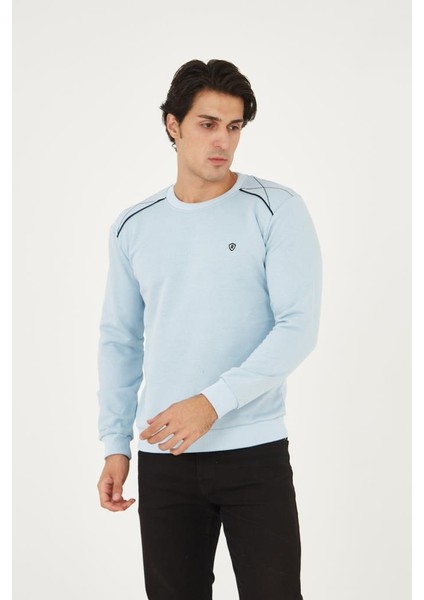 Bisiklet Yaka Omuz Detaylı Basic Sweatshirt