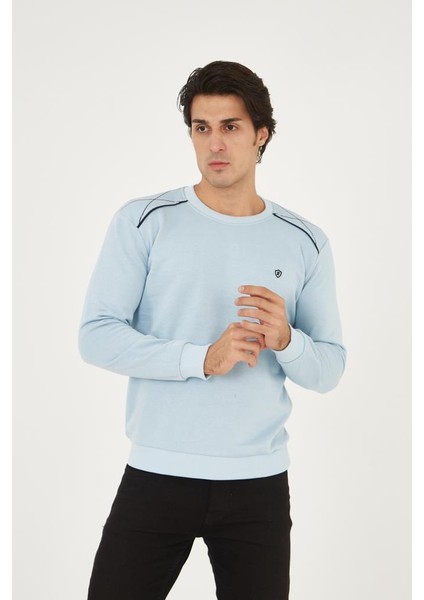 Bisiklet Yaka Omuz Detaylı Basic Sweatshirt