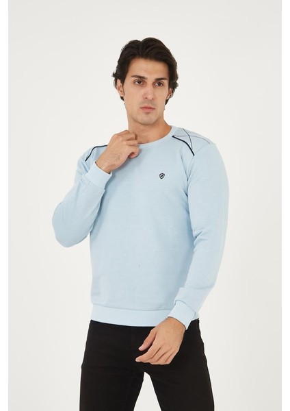 Bisiklet Yaka Omuz Detaylı Basic Sweatshirt