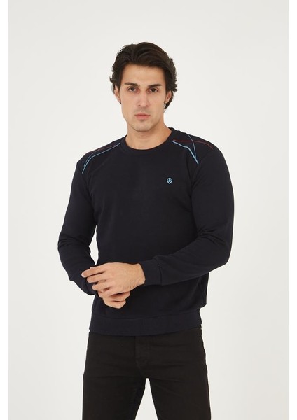 Bisiklet Yaka Omuz Detaylı Basic Sweatshirt